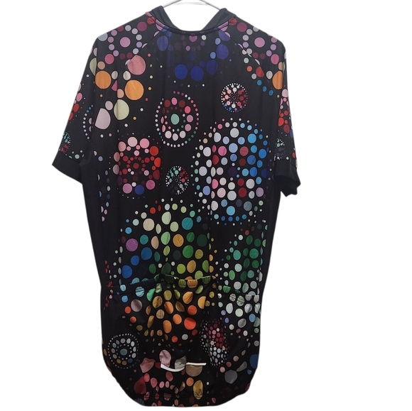 Weimostar Cycling Jersey Full Zip Black Multicolored Dots Size XXL Back Pockets - Picture 3 of 6